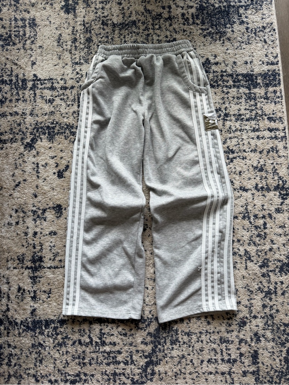 Gray Athletic Track Pants with Side Stripes